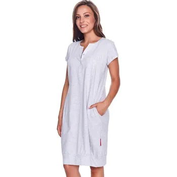 Těhotenské kalhotky Těhotenská noční košilka Kristýna pro kojení šedá melange, Velikost S, Barva Šedá 9300