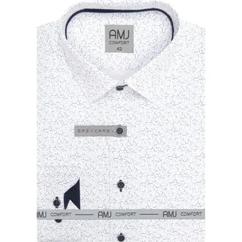 Pánská košile Pánská košile AMJ Slim Fit bílá s tmavým vzorem VDSBR1472 velikost: 43, délka rukávu: dlouhý rukáv