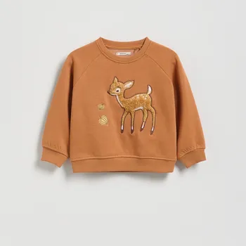 Dívčí mikina Reserved - Mikina s aplikací - zlatavá hnědá - 340FA-82X - 340FA-82X-80