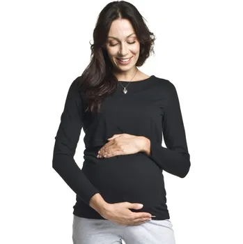 Těhotenská mikina Těhotenská a kojící halenka Comfy černá, Velikost S, Barva Černá