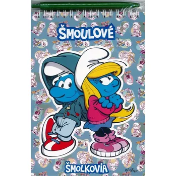 AKIM Psací sada pro děti - blok A5 se spirálou + kuličkové pero "Šmoulové" 588670