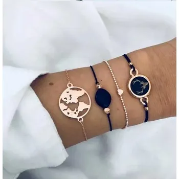 Náramek Prosperk Náramek černo stříbrný world S1639