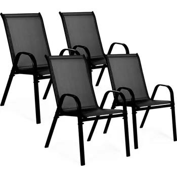 MultiGarden Sada 4 zahradních židlí na terasu balkon černá MultiGarden