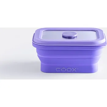 Svačinový box Skládací silikonová krabička na jídlo coox 250 ml se skleněným víčkem Barva: lila
