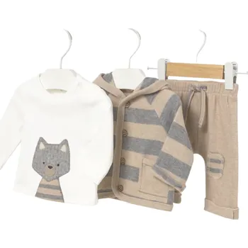 Kojenecký overall MAYORAL chlapecký set 3 ks mikina, tričko DR, tepláky liška béžová vel. 80 cm