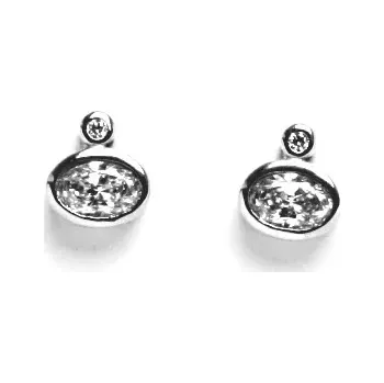 Náušnice Zlaté náušnice ,čirý zirkon, bílé zlato - 593 poslední pár (Zlaté náušnice se zirkonem)