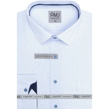 Pánská košile AMJ Slim Fit modrá se vzorem VDSBR1476 velikost: 42, délka rukávu: dlouhý rukáv