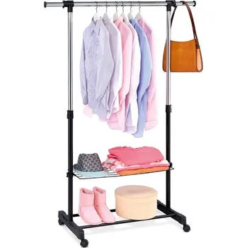 Věšák Stojan na šaty MEDFORD, chrom/černá + PROVĚŘENO zákazníky + vyzvednutí ZDARMA