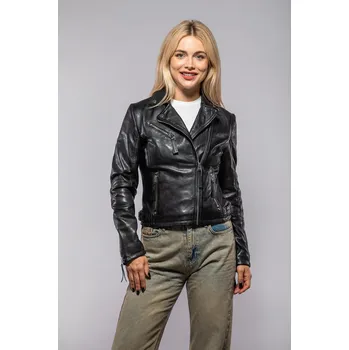 Dámská casual bunda Dámský černý kožený křivák GWPasha Velikost S
