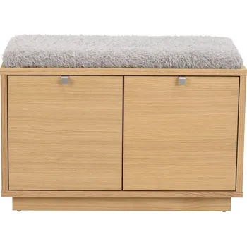 Botník Rowico Botnik s lavice, s úložným prostorem, 2 zásuvky, čalouněná, 70 cm, Confetti Barva: Přírodní; Světlé šedá