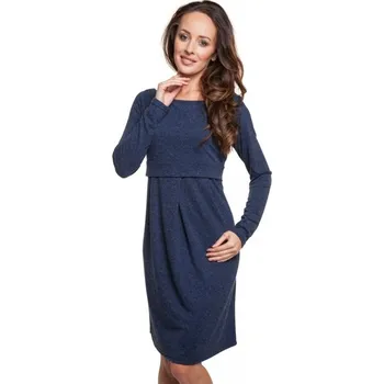 Těhotenské šaty Zimní těhotenské a kojící šaty ANGORA - tmavě modrá, Velikost L-XL, Barva Tmavě modrá