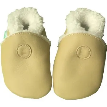 Capáčky Hopi Hop Kožené capáčky Barefoot Zimní Camel Vel. M (6-12 měs.)