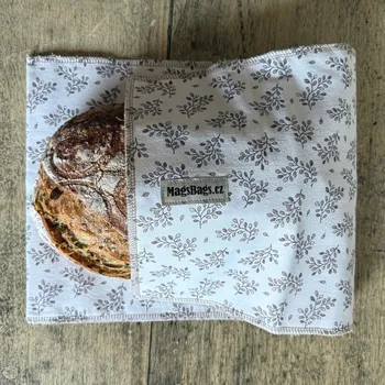 chlebník Chlebapsa - kapsa na chléb, bílá s béžovými lístky MagsBags.cz