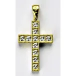 Zlatý přívěsek křížek , žluté zlato , čiré zirkony - 3747 poslední kus (Zlatý křížek se zirkony)