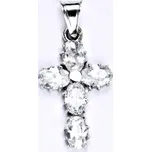 Zlatý přívěsek křížek , bílé zlato , čiré zirkony - 1741 poslední kus (Zlatý křížek se zirkony)