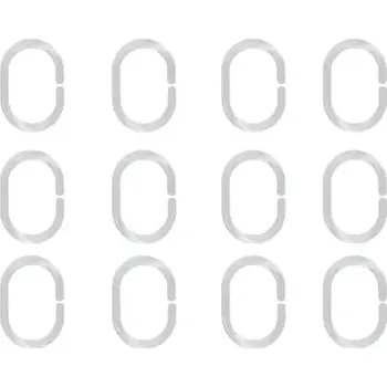 Sprchový závěs Spirella C-MINNOR sada 12 ks kroužků na sprchové závěsy průhledná (7610583400765)