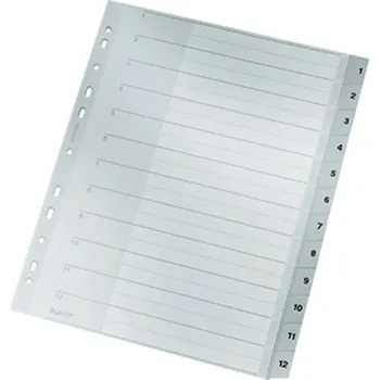 Leitz 1282 rejstřík DIN A4, nadměrná šířka 1-12 polypropylen šedá 12 karet 12820000