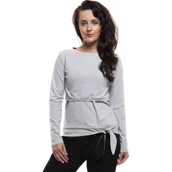 Těhotenská mikina Těhotenská a kojící halenka Supl dlouhý rukáv světle šedá, Velikost L-XL, Barva Světle šedá