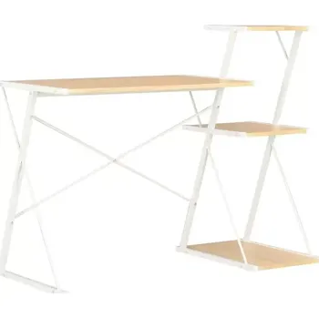 Psací stůl Pracovní, PC stůl, dřevo, kov, dub, bílá, TARCAL