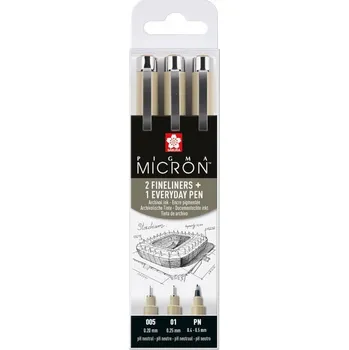 Sakura Pigma Micron Fineliner Set Architecture Technická pera Black 3 ks