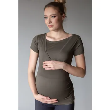 Těhotenské a kojící triko Miracle olivová, Velikost M, Barva Olivová 023o