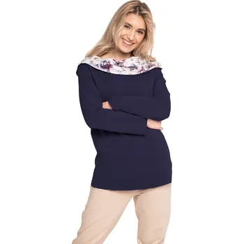 Těhotenská a kojící tunika DIUNA - tmavě modrá, Velikost S, Barva Tmavě modrá / fialová