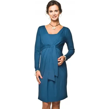 Těhotenské šaty Těhotenské a kojící šaty Blufi indigo dlouhý rukáv, Velikost L, Barva Indigo