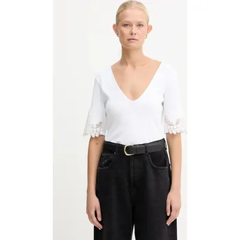 Bavlněné tričko Twinset dámské, bílá barva, 252TT2170 00X, vel. M