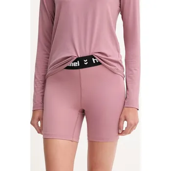 Dámské kraťasy Tréninkové šortky Hummel dámské, růžová barva, medium waist, 229980 34X, vel. XS