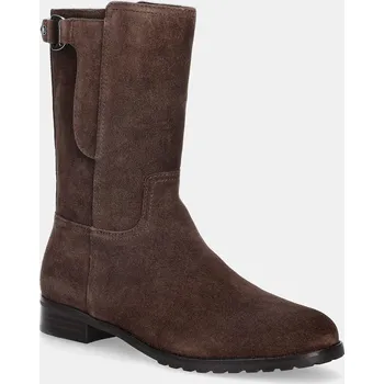 Dámské kozačky Semišové boty Lauren Ralph Lauren Tasha Mid dámské, hnědá barva, na plochém podpatku, 802980070002 802980070002.200 89X, EUR 39.5