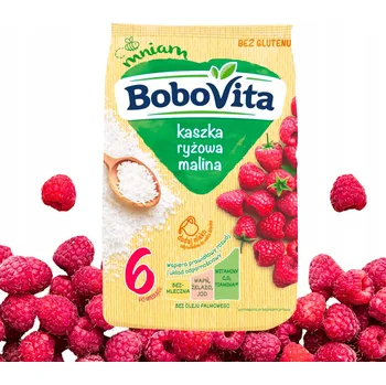 Bobovita rýžová kaše bez mléka s malinami 180 g
