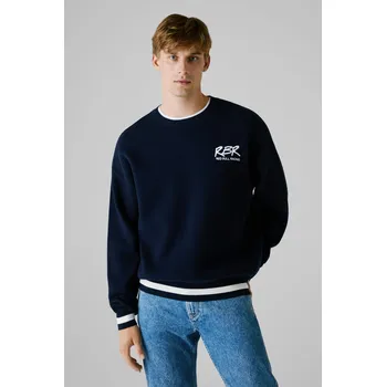 Pánský svetr Red Bull Racing X Pepe Jeans Pánský svetr SCRIPT INTARSIA CREW Barva: modrá, Velikost: XXL