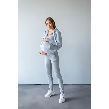 Těhotenská teplákovka s kojící mikinou Miracle světle šedá, Velikost S-M, Barva Světle šedá 506s