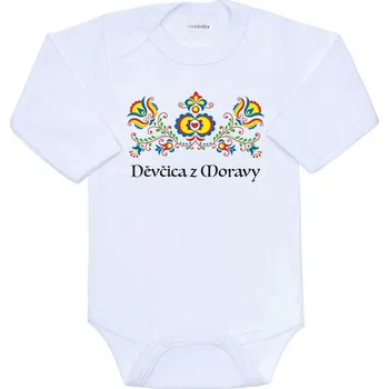 NEW BABY Dětské body s potiskem Lidový vzor Děvčica z Moravy New Baby Vel. 68