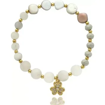 Náramek YVON Jemný náramek vyrobený z černého a šedého achátu a mušle 17 cm