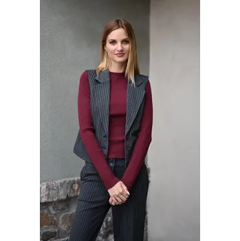 Dámská vesta DÁMSKÁ ELEGANTNÍ VESTA S PRUHY Red Button