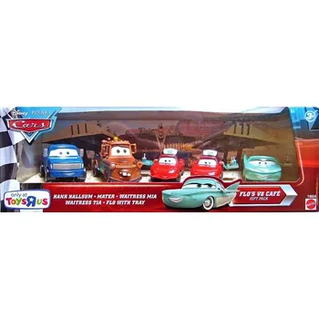 autíčko Cars (Auta) - 5 pack (Flo's V8 Café) - Mia + Tia + Flo + Mater (Burák) + Hank Hallsum