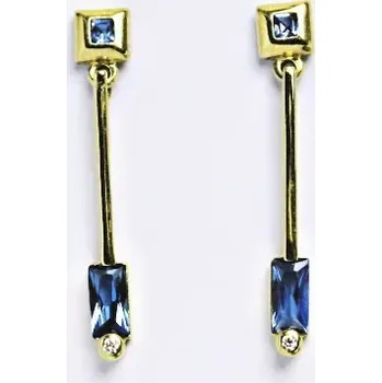 Náušnice Zlaté náušnice, žluté zlato , zirkon akvamarin - 1531 poslední pár (Zlaté náušnice s akvamariny)