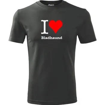 Pánská móda Grafitové tričko I love Bladhaund - dárek pro pejskaře - barva antracit - velikost XL