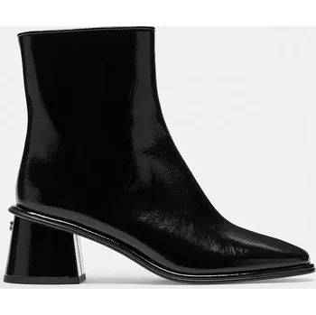 Dámské kozačky Kožené kotníkové boty Coach Gigi Glazed dámské, černá barva, na podpatku, CCH46 CCH46.BLK 99X, EUR 39