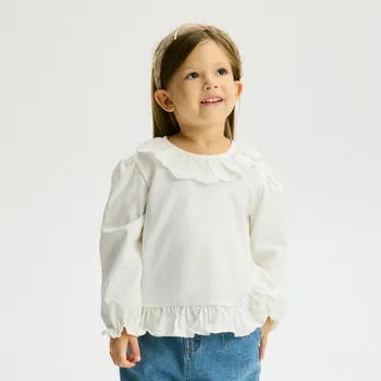 Dívčí tričko Reserved - Halenka s límečkem - krémová - 409FT-01X - 409FT-01X-92