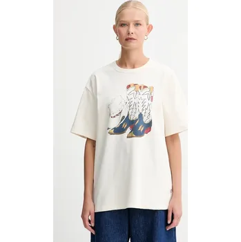 Dámské tričko Bavlněné tričko Levi's dámské, béžová barva, 001MX 02A, vel. XL