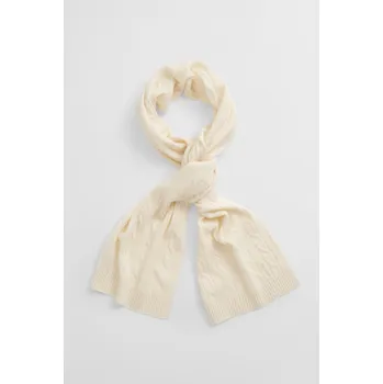 Šála ŠÁLA GANT WOOL CABLE SCARF CREAM