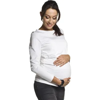 Těhotenská mikina Těhotenská a kojící halenka Comfy bílá, Velikost S, Barva Bílá