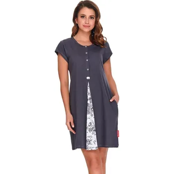 Těhotenské kalhotky Těhotenská noční košilka Lena pro kojení grafit, Velikost S, Barva Grafit 9703