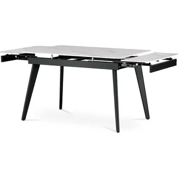 Jídelní stůl Jídelní stůl LONGAN, bílý mramor/černý matný lak + vyzvednutí ZDARMA