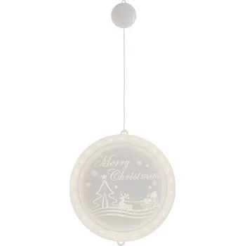 Vánoce Lilin Vánoční LED závěsná dekorace kulatá - Merry Christmas (Santa a sob) Osvětlení: Studená bílá