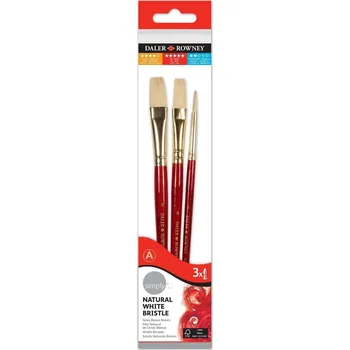 Malířský štětec Daler Rowney Simply Oil Brush Natural Bright and Flat Sada štětců 3 ks