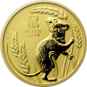 Sběratelství Zlatá investiční mince Year of the Mouse Rok Myši Lunární 1 Oz 2020