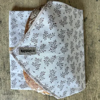 chlebník Chlebousek - bílý s béžovými lístky Magsbags.cz